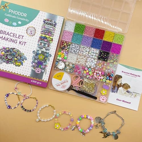 PHODDR 4300pcs Beads Bracelet Making Kit ，Beads for Jewelry Making Kit Supplies, Friendship Bracelet kit， Birthday Christmas Gifts for Girls Ages 5 6 7 8 9 10 11 12 Years Old thumbnail 4