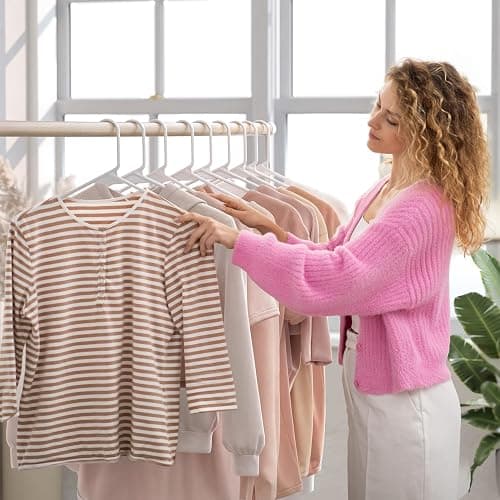 Plastic Hangers 20 Pack White - Clothes Hangers - Makes The Perfect Coat Hanger and General Space Saving Hangers for Closet and New Apartment Essentials - Percheros Ganchos para Colgar Ropa Hangars thumbnail 2