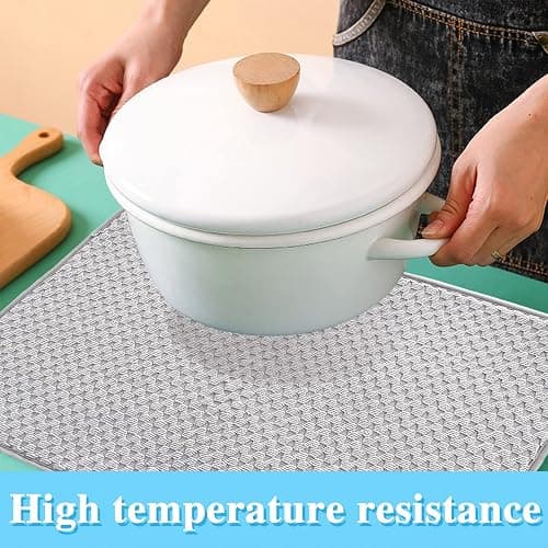 2 Pack Microfiber Dish Drying Mat,24*17 inch Absorbent Dish Drainer Kitchen Counter,Large Size Dish Drying Pad for Countertops,Sinks,Draining Racks(Gray) thumbnail 7