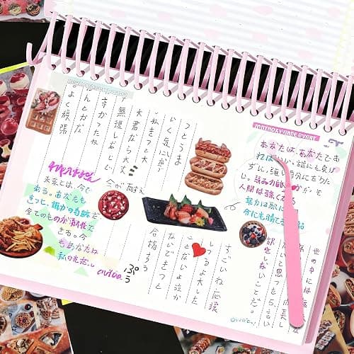 Tmtains 30 Sheets Japanese Manga Style Sticker Book 1440Pcs Heisei Retro Romantic Memory Series Manga Books Style Korean Sticker Aesthetic Japanese Stickers Book for Adults Valentine Gifts (Nice Food) thumbnail 2