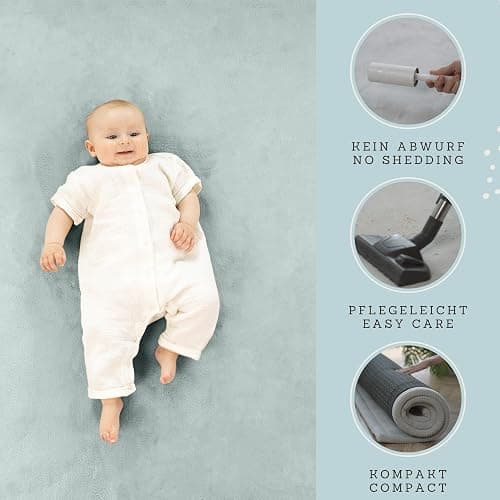 Stylish Coral Velvet Baby Play Mat for Floor 60" x 80" Green – Soft 1" Thick High-Density Memory Foam Nursery Rug,Kids Rug with Non-Slip Backing for Crawling & Playing, Playroom Rug, Kids Carpet thumbnail 5