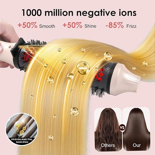 Infrared Thermal Brush, 1.65 inch Heated Round Brush for Blowout Look, Universal Voltage, Negative Ion Technology, 6 Temperature Settings, Less Damage, Pink Gifts for Women Teen Girls thumbnail 4