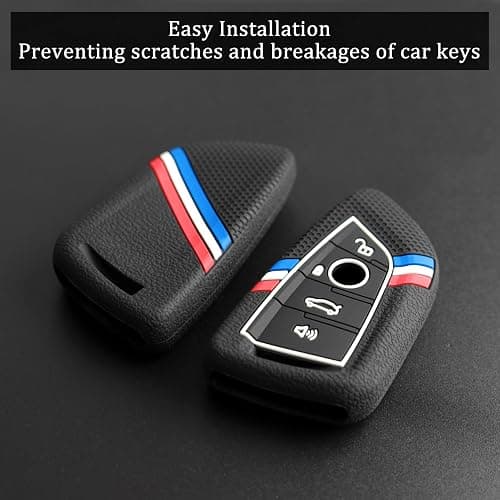SUGOPADEN 2Pcs Key Fob Cover Compatible with BMW X1 X2 X3 X4 X5 X6 X7 2 3 4 5 6 7 8 Series M2 M3 M4 M5 M8 I4 Z4 2015-2026, Silicone, Black thumbnail 5