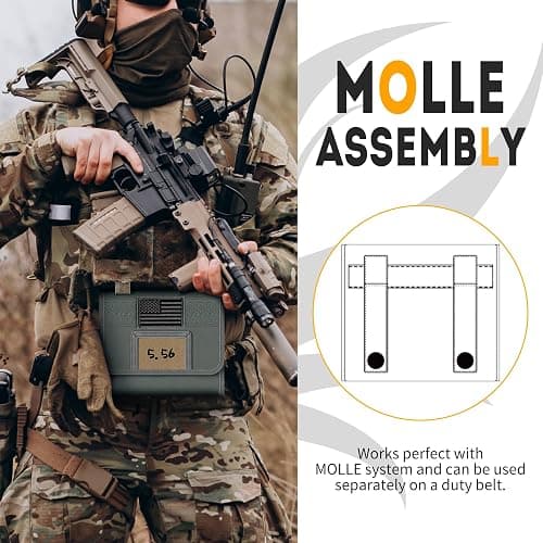 bvya Tactical Molle Outdoor 100 Rounds Rifle Ammo Bag Foldable Utility Hunting Rifle Magazine Pouch 100 Rifle Bullets Cartridge Holder for .22LR .222 .223 REM 5.56mm thumbnail 5