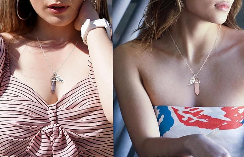 PESOENTH BFF Necklace for 2 - Matching Heart Best Friends Crystal Pendant Necklaces Friendship Jewelry Set For Women thumbnail 3