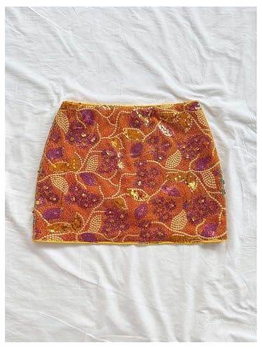 GORGLITTER Women's Sequin Sparkle Skirt Floral Glitter Split Y2k Low Rise Going Out Skirts thumbnail 2