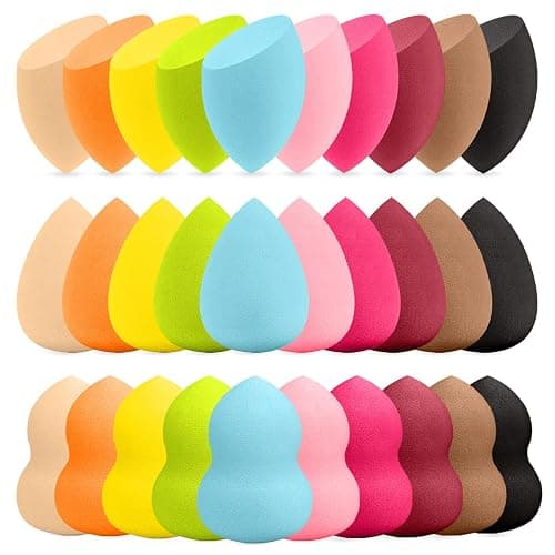 30 Pcs Multicolor Makeup Sponge Set - Latex-Free, Soft & Reusable Beauty Makeup Sponge for Wet/Dry Use Blending Powder Puff for Foundation & Concealer Washable Makeup Sponges - Image 1