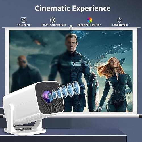 Mini Projector, Portable Outdoor Projector 4K Supported, Short Throw Movie Projector Compatible with Smartphone, TV Stick, Laptop, Game Consoles - Standard thumbnail 2