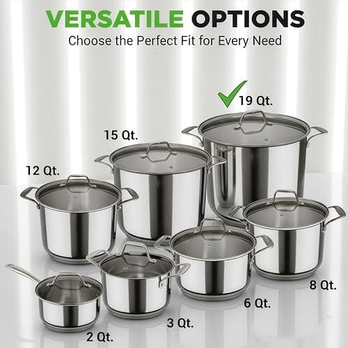 NutriChef 19-Quart Stainless Steel Stockpot – 18/8 Food Grade Heavy-Duty Induction-Compatible Pot with See-Through Lid, Ideal for Stews, Broths, Simmering & Soups, Dishwasher Safe – NCSP20 thumbnail 3
