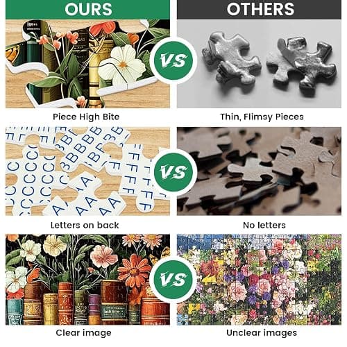 500 Piece Puzzle for Adults | Vintage Wildflowers Books Puzzle | Recycled Cardboard Plant Flowers Jigsaw Puzzle 500 Pieces | Challenging Game Home Decor Birthday Party Gift Toy for Adults Kids Seniors thumbnail 4