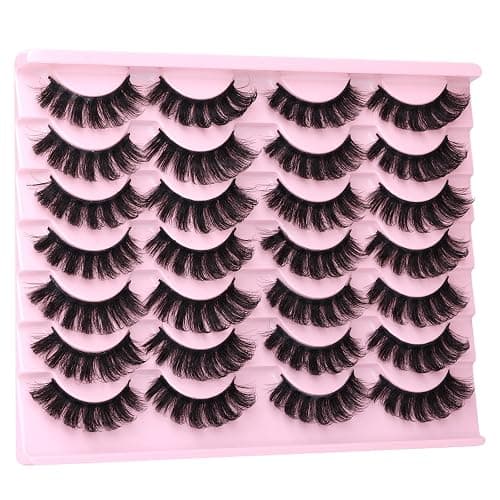 False Eyelashes Volume Russian Strip Lashes D-Curly Cat Eye Lashes Natural Fake Eyelashes Extension Handmade Soft Reusable 14 Pairs Wispy Lashes Pack thumbnail 7
