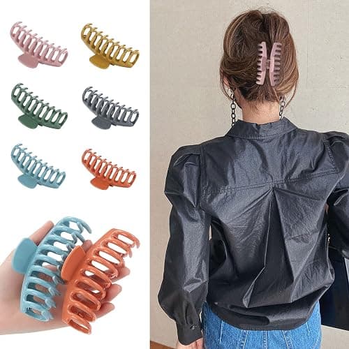 12 Pack Hair Claw Clips Large 4.3 Inch Hair Clips Stylish Barrettes in 12 Colors for Women thumbnail 4