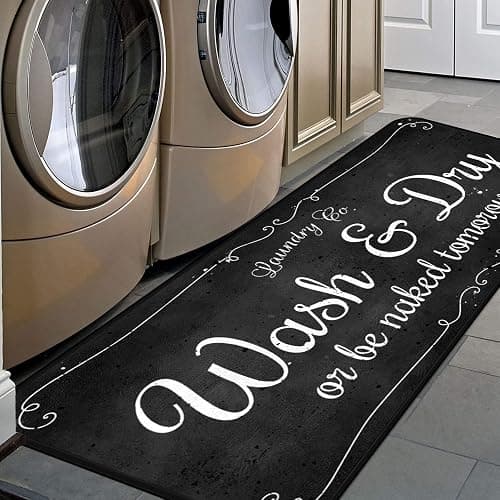 Laundry Room Long Mat Area Rug Non-Slip Floor Mat Waterproof Farmhouse Carpet for Kitchen 40" x 20"(Black-2) - Image 1