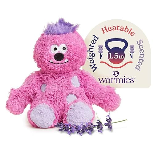 Warmies Microwavable & Weighted Stuffed Animals, Pink Monster - Heated Stuffed Animal Plushie for Warmth & Comfort - Cute Soft Plush Toys for Adults & Children (Boys, Girls, Babies & Toddlers) - Image 1