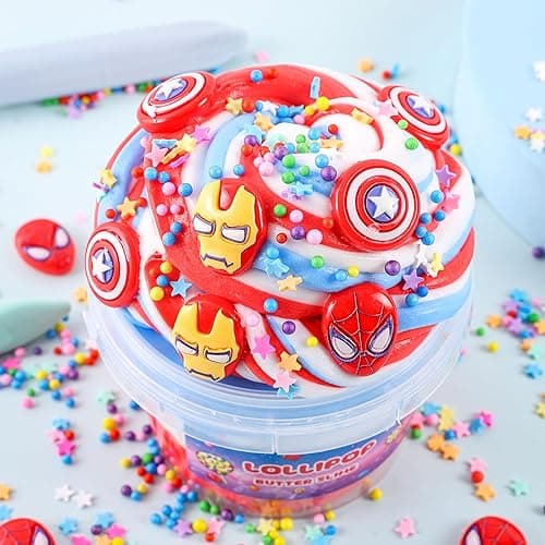 Big Bucket Premade Tri-Colored Red White and Blue Butter Slime, Non Sticky, Super Soft Sludge Toy, Birthday Gifts and Party Favors for Girls & Boys - Red White Blue thumbnail 5