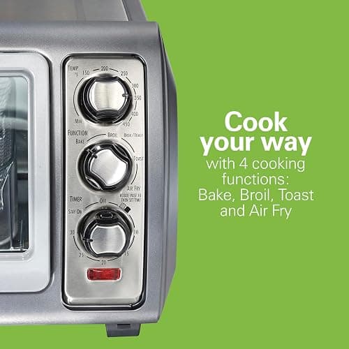 Hamilton Beach Air Fryer Toaster Oven Combo with Large Capacity, Fits 6 Slices or 12” Pizza, 4 Cooking Functions for Convection, Bake, Broil, Roll-Top Door, Easy Reach Sure-Crisp, Stainless Steel thumbnail 6