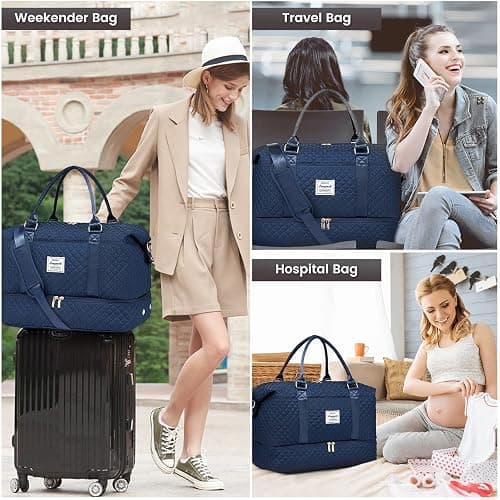 LOVEVOOK Travel Duffle Bag,Weekender Bags for Women with Shoe Compartment，Carry on Overnight Bag with Toiletry Bag,Gym Duffel Bag with Wet Pocket, Hospital Bags for Labor and Delivery thumbnail 6