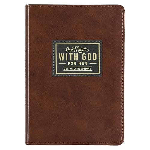 One Minute with God for Men 365 Devotions, Brown Faux Leather Flexcover - Image 1