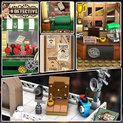 INSOON Detective Agency Building Set with LED Light, 1231PCS Detective House Building Block Toy with Clue Wall, Office Construction Model for Easter Mother's Day for Adults Teens Kids Boys Girls 10+ thumbnail 5