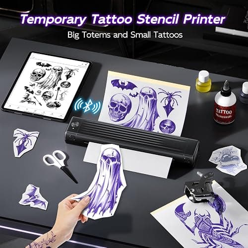 Itari Tattoo Stencil Printer Kit for Beginners, Temporary Tattoo Printer with 10 Pcs Transfer Paper, Bluetooth Stencil Printer for Tattooing, Wireless Tattoo Machine Compatible with Phone/Tablet/PC thumbnail 8