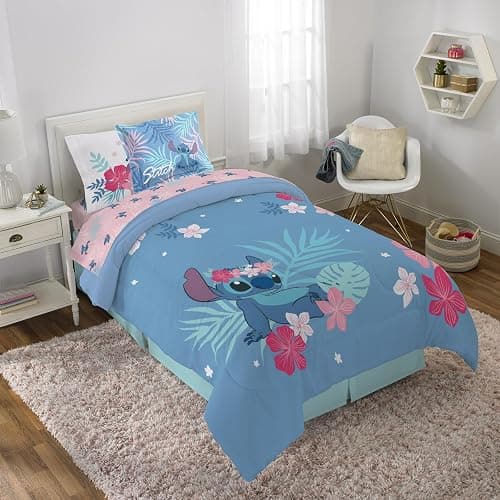 Jay Franco Disney Lilo & Stitch Paradise Dream 5 Piece Twin Bed Set - Includes Reversible Comforter & Sheet Set Bedding - Super Soft Fade Resistant Microfiber (Official Disney Product) - Image 1