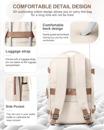 coowoz Travel Backpack Carry On for Women Man Gym Backpacks with Laptop Compartment Mochila de Viaje Teacher Personal Item Backpack Airplane Accessories Must Haves Beige Brown Small thumbnail 3