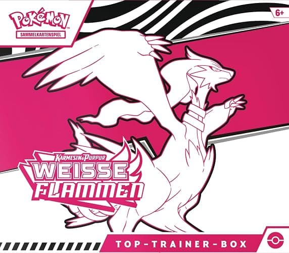 Pokémon-Sammelkartenspiel: Top-Trainer-Box Karmesin & Purpur – Weiße Flammen: Reshiram (1 Vollbild-Promokarte mit Boreos, 9 Boosterpacks & Zubehör) thumbnail 2