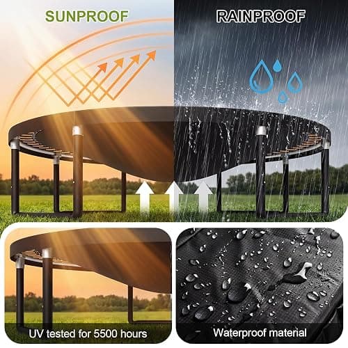 Devoko Outdoor Trampoline 7.5ft/10ft/12ft/14ft GS Certified Garden Trampoline With Safety Net,Non-Slip Ladder& Shoe Organiser,Available For Toddlers And Adults,Up to 150kg thumbnail 7