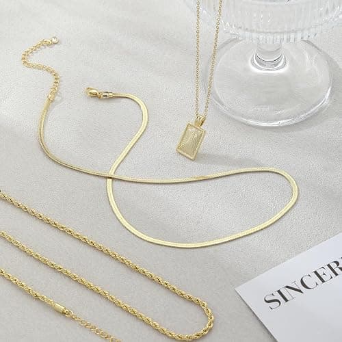 Layered Gold Silver Necklaces for Women, Stackable Stack 14K Real Gold Plated Silver Chain Necklace Diamond Circle CZ Layering Pendant Necklaces Trendy Gold Jewelry Set Gifts thumbnail 5