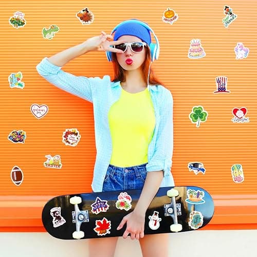 Outus 50 Pcs Seasonal Holiday Stickers Pack Halloween Christmas Easter | Teachers Classroom Rewards, Scrapbook Planner Decor, Party Supplies, Valentine Independence Day Thanksgiving Themes thumbnail 2