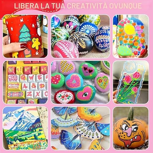 Bonala 72 Pennarelli Acrilici a Punta Pennello – Set di 72 Colori, Impermeabili e ad Asciugatura Rapida, per Sassi, Tessuti, Legno, Vetro, Ceramica, Metallo, Tela e Plastica thumbnail 4