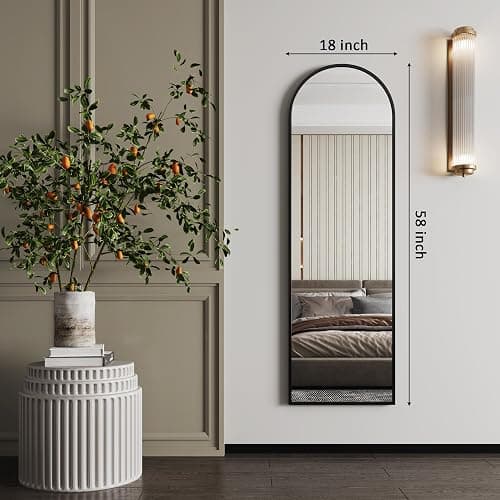 AUYHM Wall Mirror Full Length 18"x58",Arched Floor Mirror,Full Length Wall Mirrors,Arched Wall Mirrors,Full Body Mirror,Black Frame thumbnail 2