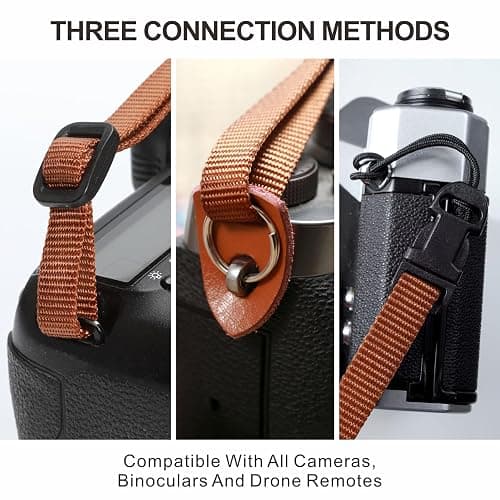 Padwa Lifestyle Camera Strap - 2" Full Grain Leather Ends Camera Straps for Photographers, Vintage Embroidered Cotton Weave Soft Suede Fabric Padded Strap Quick Release fits All Cameras thumbnail 4