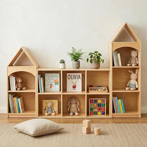 OOOK 3-Tier Montessori Bookshelf with House Shape, Kids Toy Storage Cabinet | FSC Plywood, Use Alone or Fits Shelf Combination Series, Montessori Furniture for Kids Room, Playroom, Nursery, Classroom thumbnail 5