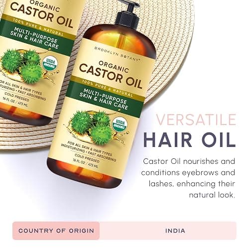 Brooklyn Botany Cold-Pressed Organic Castor Oil | 16 Fl Oz | Hair | Face | Body | 100% Pure and Natural | Carrier Oil | Aromatherapy | Massage | Ayurvedic Hair Care | Hexane-Free thumbnail 6