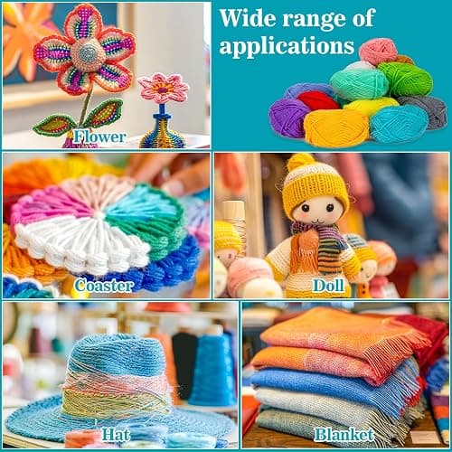 MAQIHAN 15x20g Acrylic Yarn for Crocheting - Soft Knitting Yarn for Crafts | Multicolor Bulk Yarn Skeins for Handicraft, Ideal for Crochet & Knitting Beginners, Adults, Handmade Crafts Essentials thumbnail 5