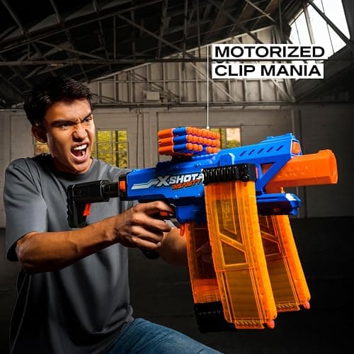 XSHOT Insanity Motorized Clip Mania Dart Blaster with 72 Darts - Air Pocket Technology, Auto Feeding Belt, Tripod & Scope, Outdoor Toy thumbnail 2