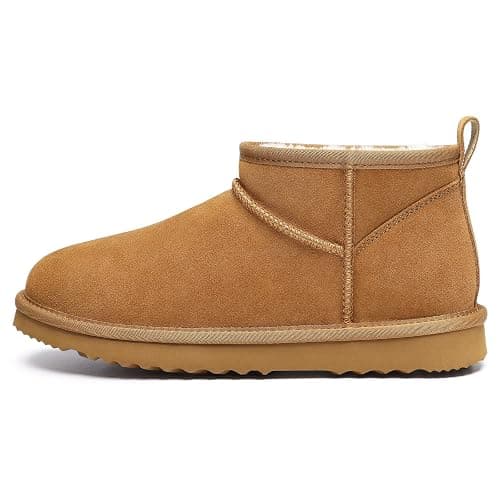 bebealy Genuine Suede Mini Boots for Women Winter Fuzzy Snow Boots Short Ankle Boot with Fur Lined thumbnail 4