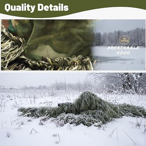 MOPHOTO 5 in 1 Ghillie Suit 3D Camouflage Hunting Suits - Jacket, Pants, Hood, Carry Bag for Adults & Youth, M/L/XL/XXL thumbnail 8