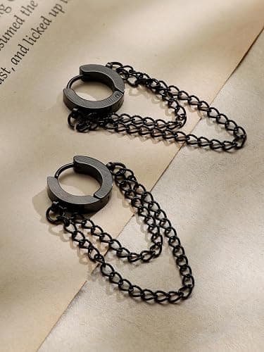 Sacina Huggie Hoop Earrings, Gothic Emo Punk Grunge Earrings, Goth Jewelry, Christmas Jewelry Gifts for Women thumbnail 5