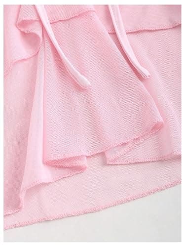 SHENHE Women's Layered Ruffle Top Ruched Backless Babydoll Peplum Tank Cute Summer Top thumbnail 5