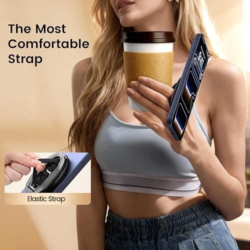 GMETINK Foldable Double Sided Ring Magnetic Phone Grip & Kickstand, Finger Loop Strap Phone Ring Holder Compatible with MagSafe iPhone 17/16/15/14/13/12 Series and MagSafe Cases(Black) thumbnail 7