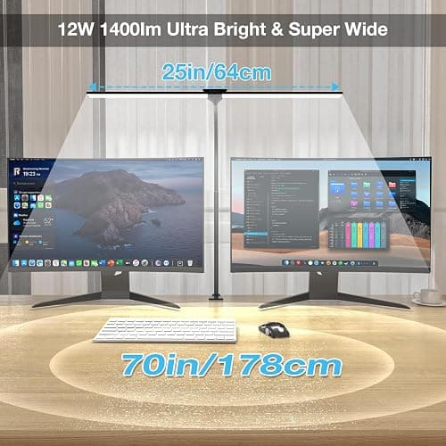 LED Desk Lamp for Home Office, Bright Double Head Desk Lamp with Clamp, Dimmable 5 Color Modes Desk Lighting, 12W Eye-Caring Architect Table Lamp for Workbench, Monitor, Reading, Study, 1400lm thumbnail 2