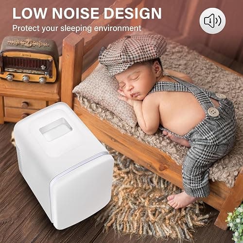 Simple Deluxe Mini Fridge, 4L/6 Can Portable Cooler & Warmer Freon-Free Small Refrigerator, Provide Compact Storage for Skincare, Beverage, Food, Cosmetics, for Bedroom, Office, Dorm, White thumbnail 6