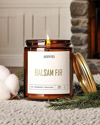 AOOVOO Christmas Candle Set - 4PC Scented Candles, 28 oz Soy Candles, Soy Candle for Home Scented, Balsam Fir/Cedar&Patchouli/Cinnamon&Apple/Vanilla Cake thumbnail 5