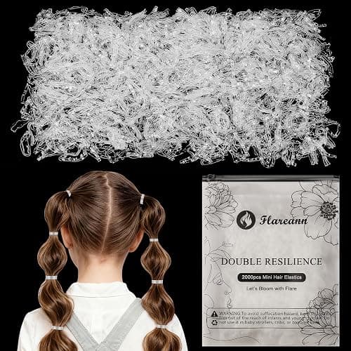 Flareann 2000pcs Clear Elastic Hair Bands – Hair Ties, Rubber Hair Ties & Soft Hair Elastics, No-Snag Durable Accessories for Women & Girls - Image 1