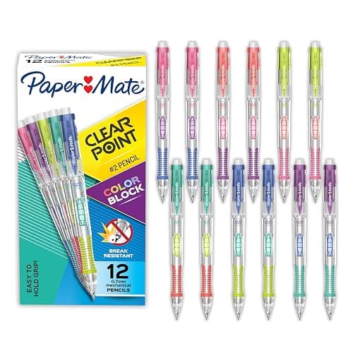 Paper Mate Clearpoint Mechanical Pencils, Color Block Edition, HB #2 Lead (0.7mm), 12 Count - Back to School, Fun Office Supplies - Image 1