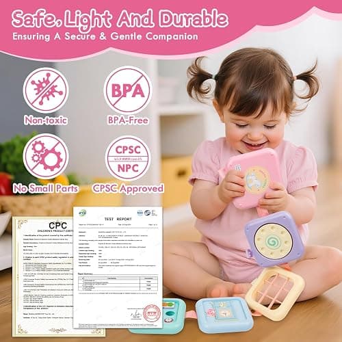 GRESEESM Montessori Toys for 1 Year Old Girls Gifts, Toddler Busy Board, Baby Learning Travel Sensory Toys for Toddlers 1-3, 1st Birthday Gifts, Easter Basket & Stocking Stuffer, Macarons thumbnail 7