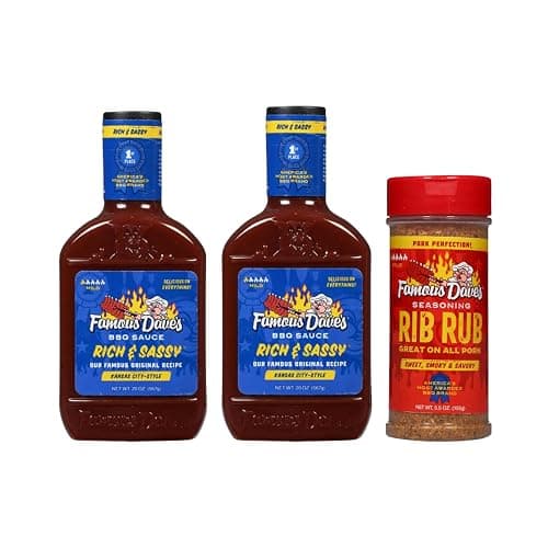 Famous Dave's Seasoning Variety Bundle - 2 pck Rich & Sassy BBQ Sauce & 1 pck Rib Rub Seasoning (45.5 oz.) - Image 1