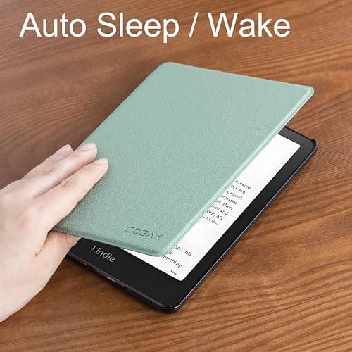 CoBak Case for All-New 7" Kindle Paperwhite(12th generation–2024)/Colorsoft Signature Edition(1st gen–2024)/Signature Edition(12th gen–2024) - PU Leather Cover with Auto Sleep/Wake, Matcha Green thumbnail 5